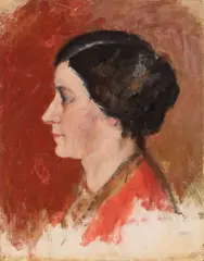 Ardengo Soffici, Ritratto della moglie Maria, oil on paper applicata on canvas