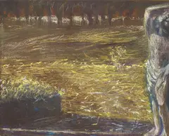 Giacomo Balla, Villa Borghese con statua, 1905, oil