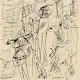 Jean Dubuffet, Paysage avec personnages, 1958, inchiostro on paper
