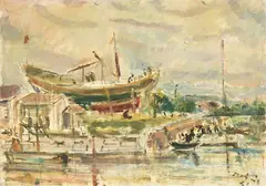 Filippo de Pisis, Porto Canale, 1941, oil on canvas board