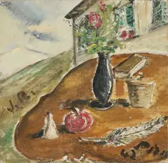 Filippo de Pisis, Natura morta su paesaggio, 1942, oil on canvas