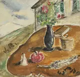 Filippo de Pisis, Natura morta su paesaggio, 1942, oil on canvas