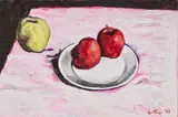 Renato Guttuso, Natura morta con piatto (Mele con piatto), 1973, oil on compensato