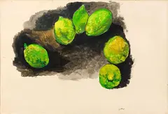 Renato Guttuso, I limoni, mixed media on paper applicata on canvas