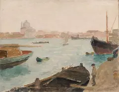 Pio Semeghini, Canale della Giudecca, 1922, oil on compensato