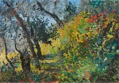 Michele Cascella, Sentiero a Portofino, oil on canvas