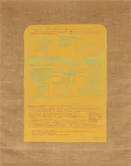 Luca Maria Patella, Interpretazione di un particolare del vetro di Dutch, 1975, mixed media on canvas juta