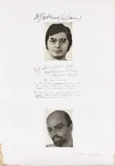 Fernando De Filippi, Sostituzione fisica, sostituzione calligrafica, 1974, mixed media and collage on card