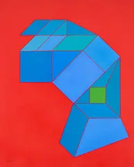 Achille Perilli, Troppi ma pochi, 2006, mixed media on canvas