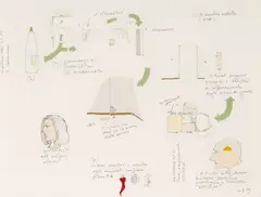 Gianfranco Baruchello, In store 097, 1989, pencil and smalti industriali on paper
