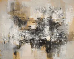 Mario Bionda, Grande spazio grigio, 1960, mixed media on paper applicata on canvas
