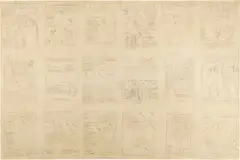 Copertine (Marzo 1983) by Alighiero Boetti, 1983, pencil on paper applicata on canvas, offered May 2026