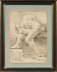 Ubaldo Gandolfi, Nudo virile, charcoal on paper