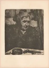Umberto Boccioni, La madre davanti al tavolo con forbici, 1910, etching