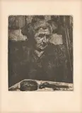 Umberto Boccioni, La madre davanti al tavolo con forbici, 1910, etching