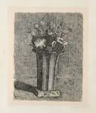 Giorgio Morandi, Vaso a strisce con fiori, 1924, etching on zinco