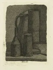 Natura morta con quattro oggetti by Giorgio Morandi, 1947, etching on rame, offered Nov 2025