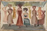 Massimo Campigli, Bozzetto Party, 1952, oil on canvas