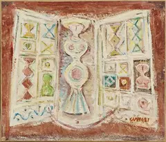 Massimo Campigli, Donne e case, 1959, oil on canvas