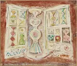 Massimo Campigli, Donne e case, 1959, oil on canvas