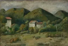 Carlo Carrà, Paesaggio di Valsesia, 1924, oil on cardboard