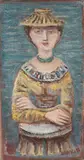 Massimo Campigli, Donna al tavolino, 1956, oil on canvas