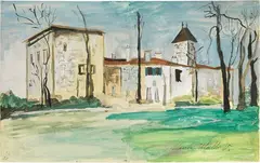 Maurice Utrillo, Maison à la campagne (Château de Saint-Bernard, Ain), watercolour on paper