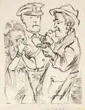 George Grosz, The police reporter, 1937, inchiostro and charcoal on paper