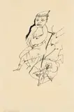 George Grosz, Donna seduta e schizzo, 1916, ink on paper
