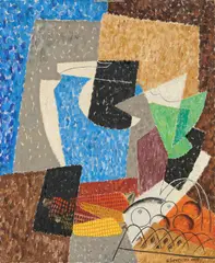 Gino Severini, Les objets deviennent peinture (Vase bleu et mais), 1965, oil on canvas