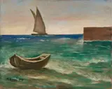 Carlo Carrà, Marina con veliero e barca