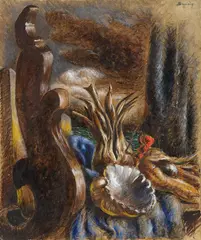 Alberto Savinio, Natura morta con conchiglia (Fiore marino), 1934, tempera on canvas