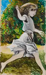 Renato Guttuso, Ragazza con aquilone, 1981, acrylic on paper applicata on canvas