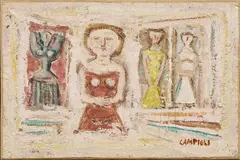 Massimo Campigli, Donne e case, 1965, oil on canvas
