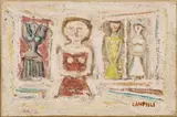 Massimo Campigli, Donne e case, 1965, oil on canvas