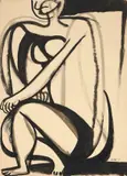 Renato Guttuso, Donna seduta (omaggio a Picasso), 1947, tempera on paper applicata on canvas