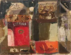 Mario Calandri, Sirena-Olimpia, 1969, oil and mixed media on paper applicata on canvas