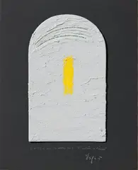 Emilio Isgrò, L'artista e l'errore, mixed media on cardboard applicato on card