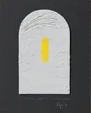 Emilio Isgrò, L'artista e l'errore, mixed media on cardboard applicato on card