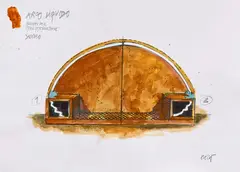 Fabrizio Plessi, Arco Liquido, progetto per video installazione, mixed media on paper