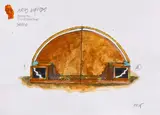 Fabrizio Plessi, Arco Liquido, progetto per video installazione, mixed media on paper