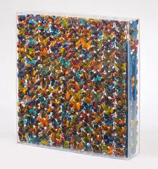 Marcello Lo Giudice, Farfalle, 2008, Farfalle di ceramica in teca di plexiglass