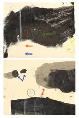 Paolo Scheggi, Due disegni «Traccia movimento», mixed media on paper