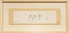 Maria Lai, Isotta, Giottino e Virgoletta, 2007, inchiostro on canvas applicata on panel