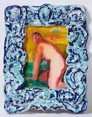 Sandro Chia, Figura, maiolica policroma and mixed media on paper