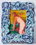 Sandro Chia, Figura, maiolica policroma and mixed media on paper