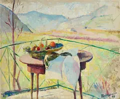 Edoardo Gordigiani, Natura morta su tavolo, 1948, oil on canvas