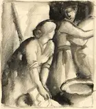 Lavandaie by Gianni Vagnetti, gouache and pencil on paper, offered Oct 2025