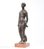 Quinto Martini, Nudo con panno, scultura in bronze