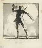 Enrico Sacchetti, All'armi!, charcoal on paper